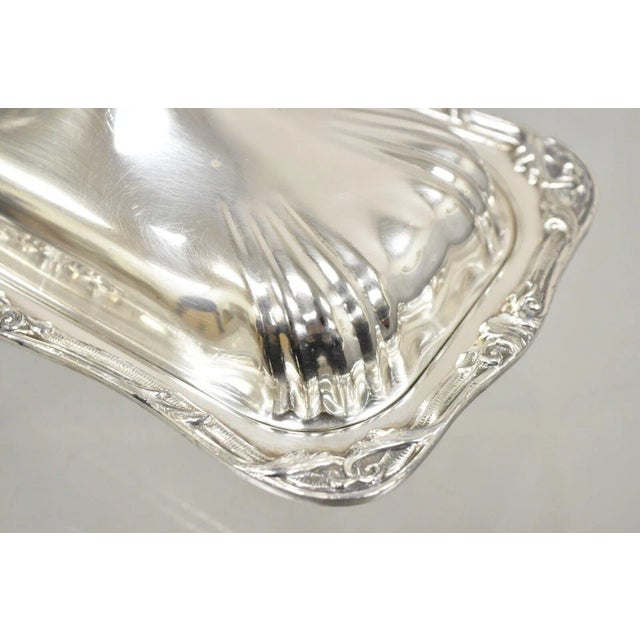 Mid 20th Century Mid 20th Century Vintage Coronet Silver Victorian Silver Plated Covered Butter Dish Crown Handle For Sale - Image 5 of 11