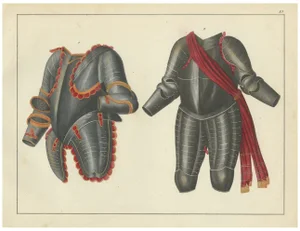 Ornate Parade and Tournament Armor, 1842, Lithograph
