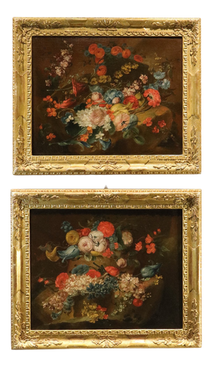 Antoine Monnoyer, Il Giovane, Still Lifes of Flowers, 1720, Oil on Canvases, Set of 2