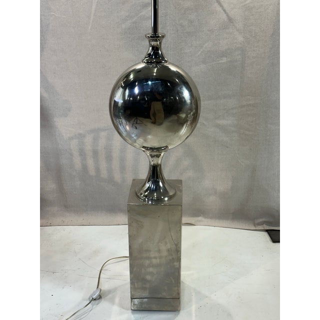 1960s Philippe Barbier Nickel and Chrome Floor Lamp For Sale - Image 6 of 11