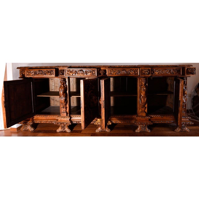 Wood 19th Century Carved Sideboard For Sale - Image 7 of 18