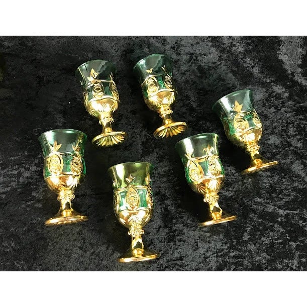 Mid 20th Century Vintage 1960s Italian Empoli Green & Encrusted Gold Pineapple Beverage Set - 7 Pieces For Sale - Image 5 of 9