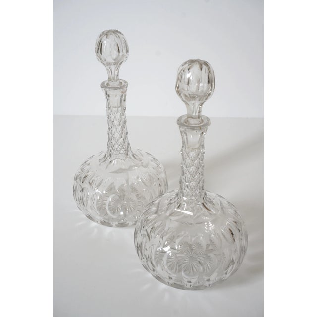 Antique 1870s Decanters in Crystal with Optic Pattern