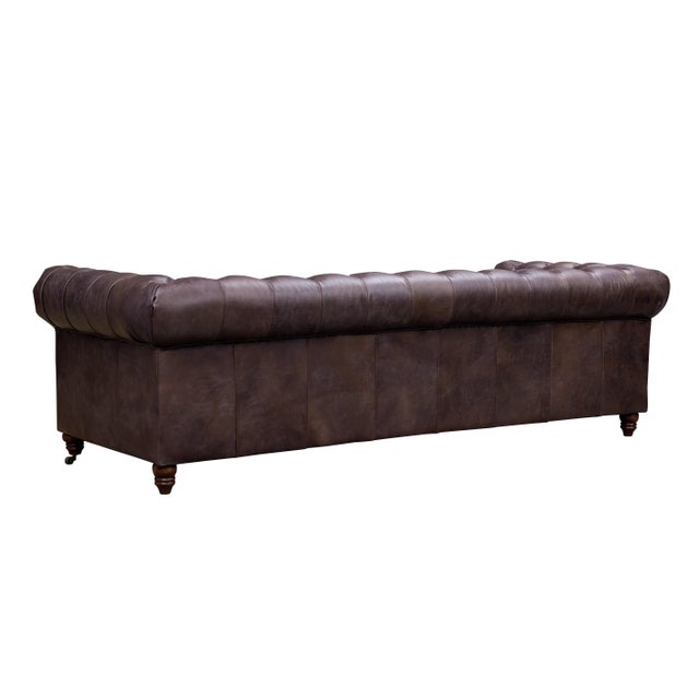 Century Chesterfield Sofa - Dark Brown Leather For Sale - Image 4 of 10