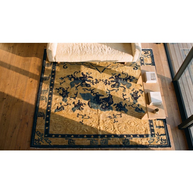 Antique Chinese Ningxia Rug 4' 4'' x5' 8'' For Sale - Image 10 of 10