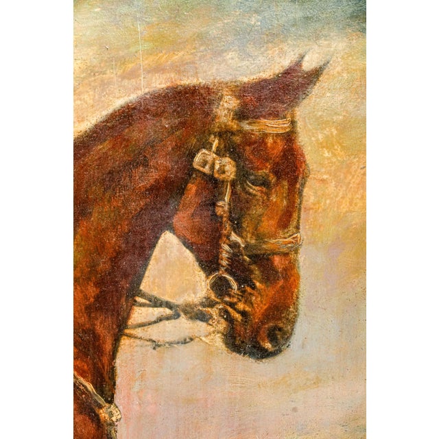Charming Portrait Man on Horse Equestrian Impressionist Antique Oil Painting For Sale - Image 9 of 17