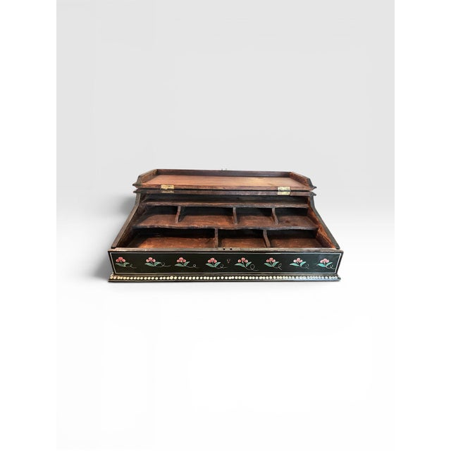 Vintage Hand Painted Slant Front Correspondence Box. For Sale In West Palm - Image 6 of 12