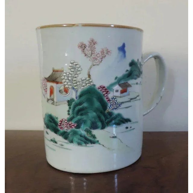 18th Century Chinese Porcelain Famille Rose Palette Tankard Mug For Sale - Image 4 of 11