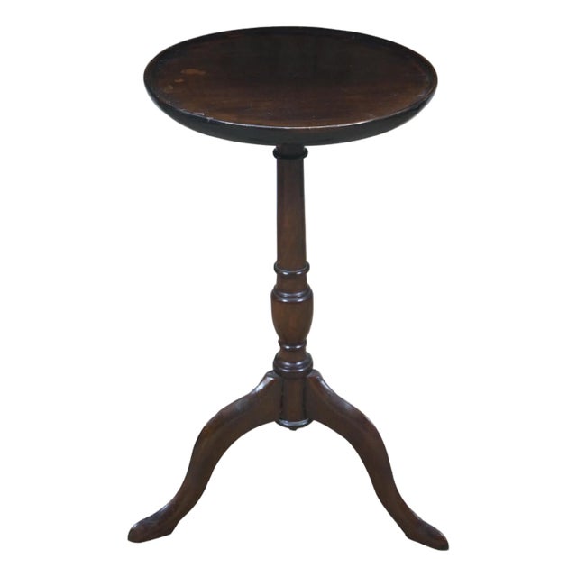 Antique English Mahogany Tripod Pedestal Plant Sculpture Candle Stand 20" For Sale