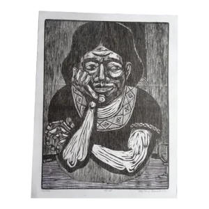 Mid 20th Century "Felice" Byron Randall Modernist Abstract Linocut