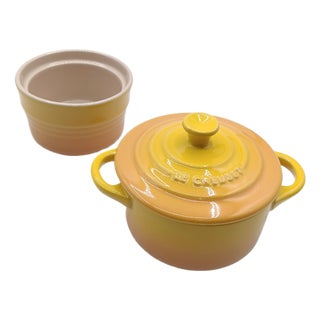 Le Creuset Stoneware Nectar Mini Cocotte & Ramekin 2 Piece Set For Sale
