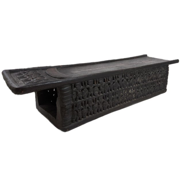 Wood Intricately Carved Black Bamileke Bed From Cameroon For Sale - Image 7 of 8