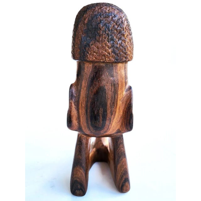 1960s Hand Carved Teak Canoe Ornament Figurine For Sale - Image 4 of 10