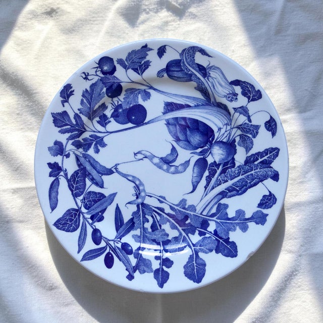 19th Century French Ironstone Plates with Vegetable Garden Decoration, 1930s, Set of 6 For Sale - Image 10 of 14