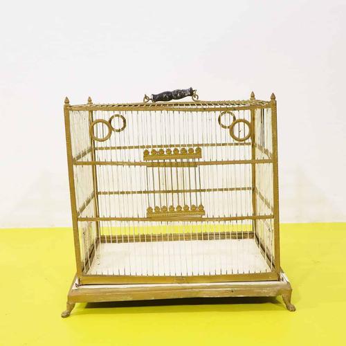 Metal Birdcage with Decorative Elements and Shaped Handle For Sale - Image 9 of 9