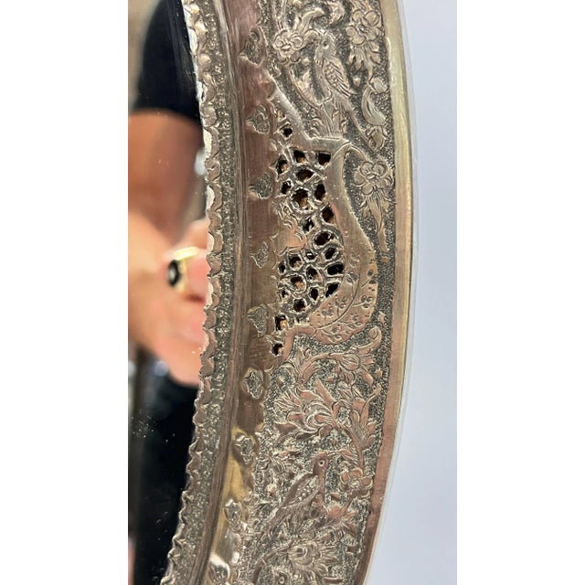 Antique Persian Silver Tabletop Vanity MIrror For Sale - Image 9 of 11