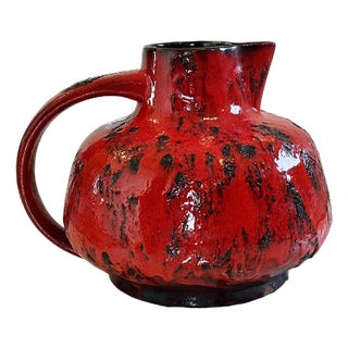 Large Mid-Century Red Fat Lava Studio Ceramic Vase, Germany, 1970s For Sale