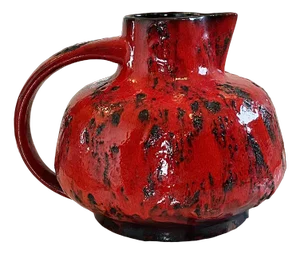 Large Mid-Century Red Fat Lava Studio Ceramic Vase, Germany, 1970s