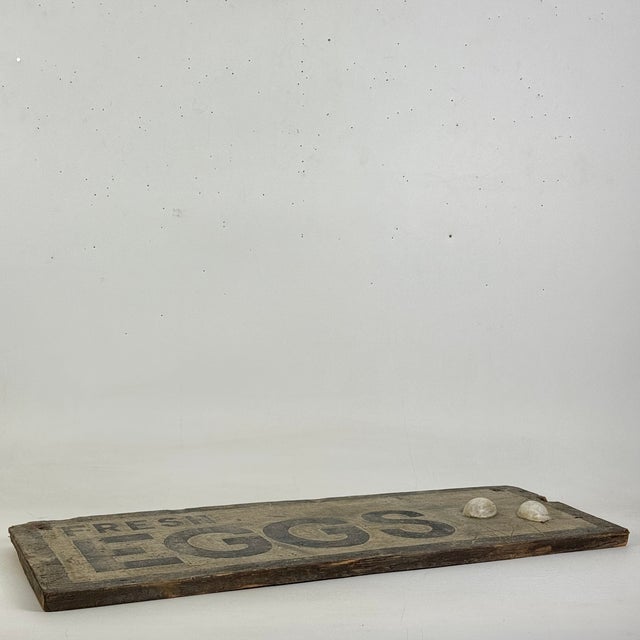 Antique 19th Century "Fresh Eggs" Wooden Sign With Applied Egg Shells For Sale - Image 12 of 15