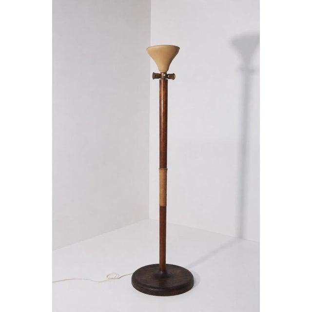 Brown Italian Art Deco Three-Light Rope Ornament Floor Lamp, 1940 For Sale - Image 8 of 8