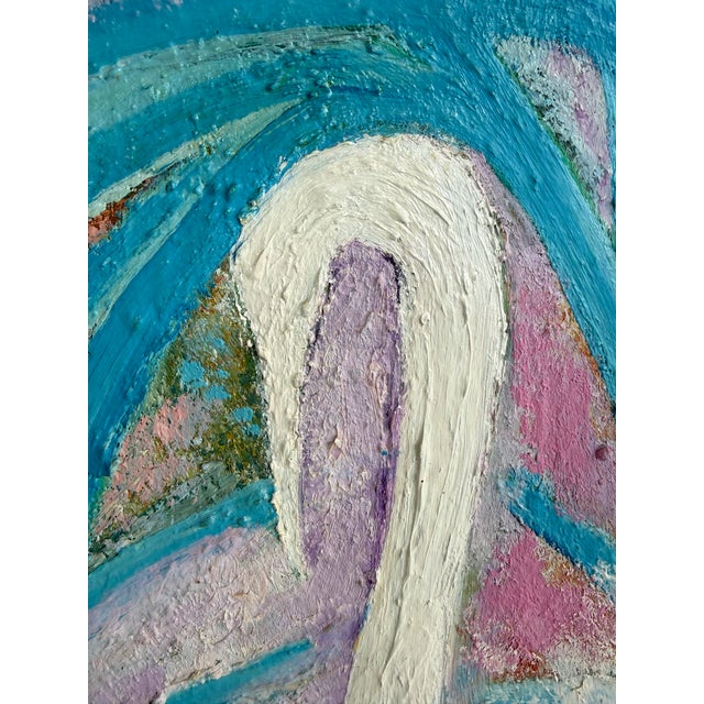Stunning Vintage Abstract Expressionist O/C Painting Heavy Impasto Initials EPY Original vintage frame