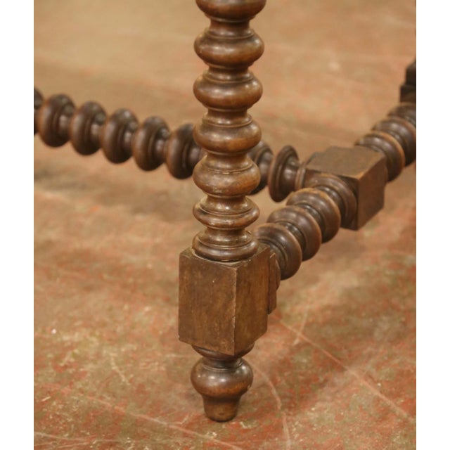 Brown 19th Century Spanish Baroque Walnut Console Table Desk With Single-Plank Top For Sale - Image 8 of 9