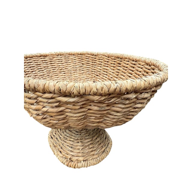 Large Sea Grass Rattan Pedestal Basket Woven Bowl For Sale - Image 12 of 12