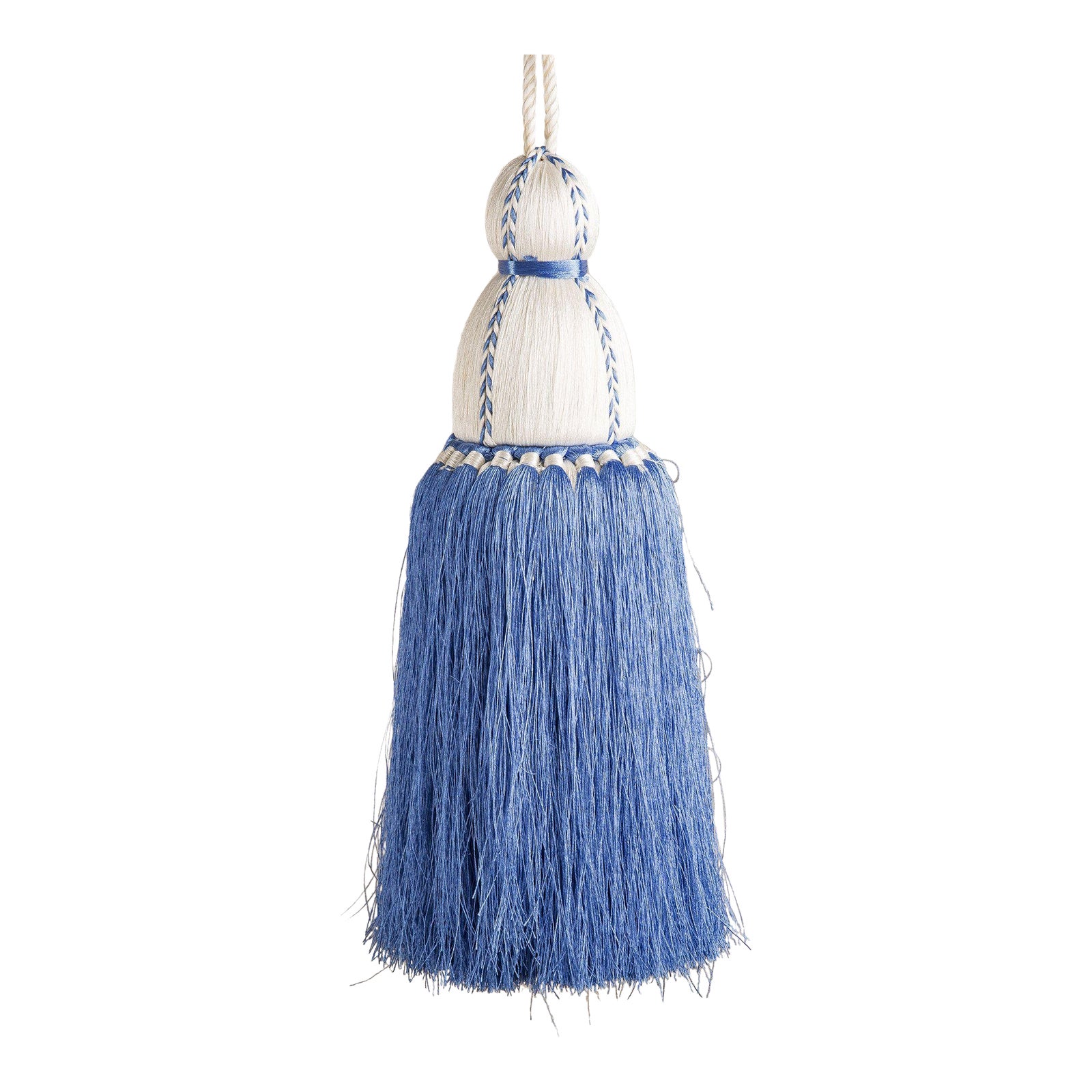 White & French Blue Tassel, Large Chairish