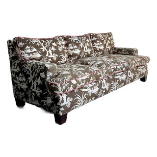 Vintage Regency Quadrille Upholstered Down Sofa For Sale