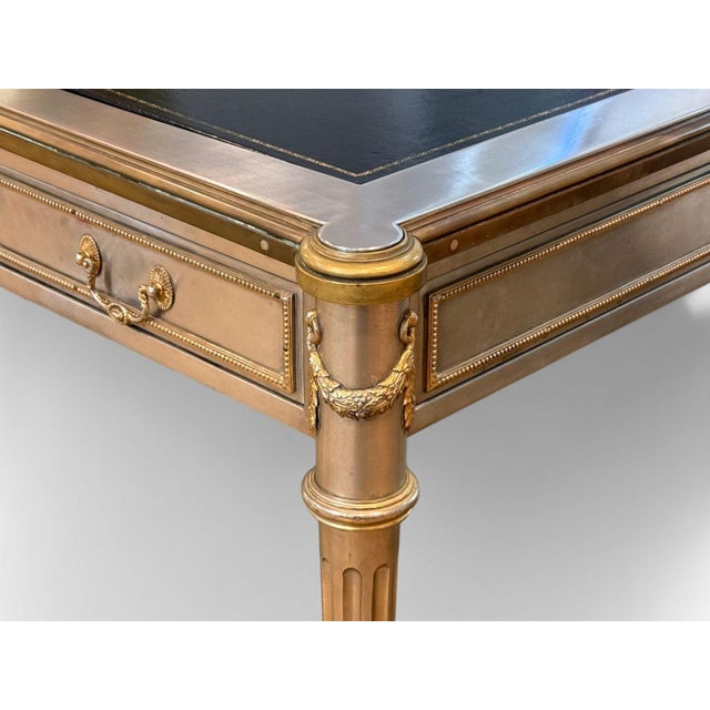 1960s John Vesey, Louis XVI Style, Steel, Bronze, Rare Writing Desk, Usa, 1960s For Sale - Image 5 of 10