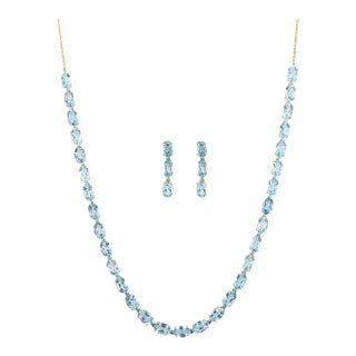 Set of Blue Topaz Earrings Along With the Necklace Set - 3 Pieces For Sale