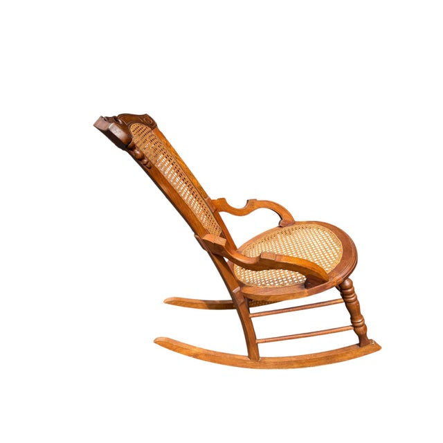 Victorian Late 19th Century Victorian Walnut Caned Rocker For Sale - Image 3 of 6