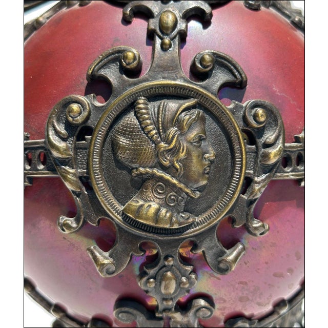 19thC Antique Ornate Brass Commemorative European Decorative Ewers-Set of Two For Sale In New York - Image 6 of 10