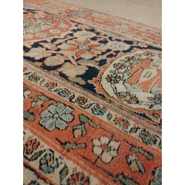 Antique Persian Mohtasham Kashan Carpet, Traditional, Ivory, Blue, Green, Reds For Sale - Image 11 of 16
