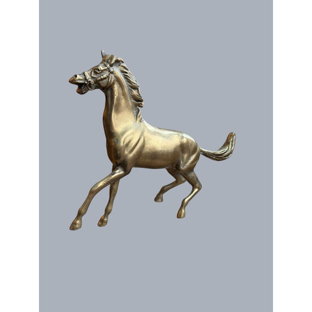 American 1960s Brass Sculpture Native American Chief Running Horse Figurine For Sale - Image 3 of 17