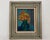 Wood Floral Still Life Original Oil Painting in Silvered Aqua Frame For Sale - Image 7 of 7