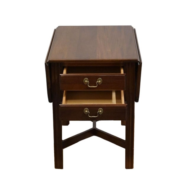 Late 20th Century Jamestown Sterling Solid Mahogany Traditional Style 18" Pembroke Drop Leaf Accent End Table For Sale - Image 5 of 16