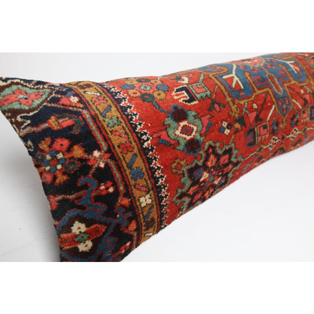 Red Persian Tribal Rug Pillow Cover – Handmade Ethnic Wool on Cotton Cushion Cover -14'' X 47'' For Sale - Image 8 of 10