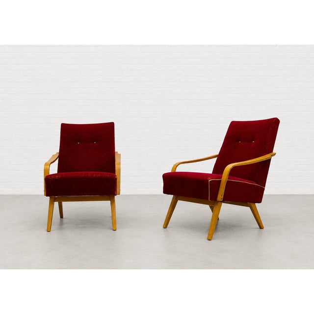 1960s Pair - Mid Century Modern Lounge Chairs by Jaroslav Smidek, Made in Czechoslavakia, C. 1960s For Sale - Image 5 of 15
