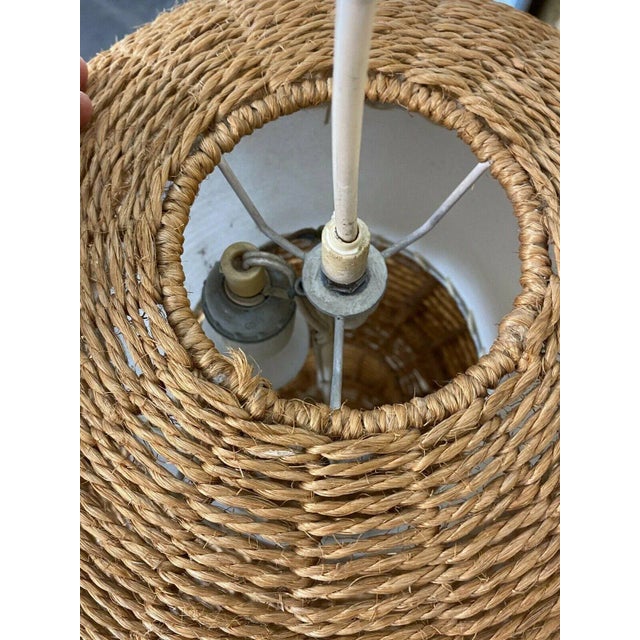 Large Space Age Ball Lamp in Bast Braid, 1960s For Sale - Image 6 of 13