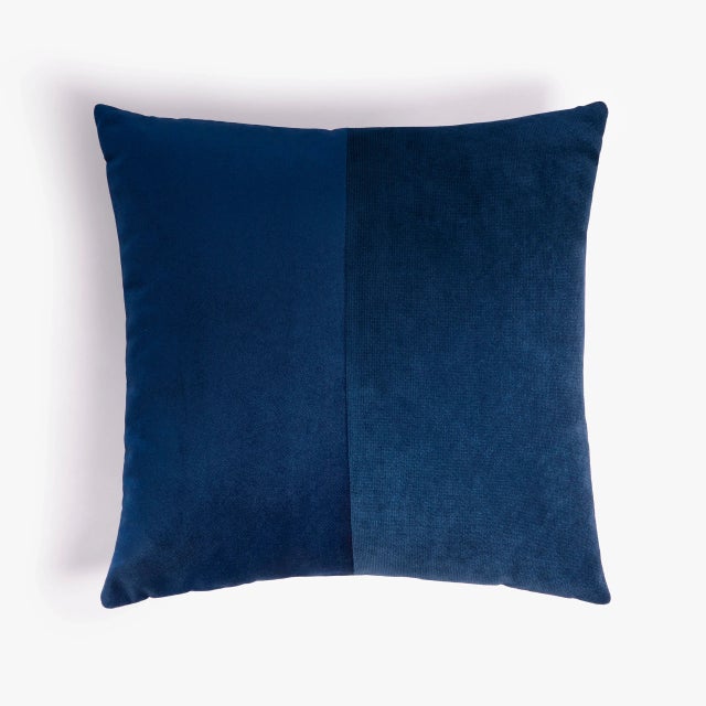 Double Blue Velvet Cushion Cover by Lorenza Briola for LO DECOR For Sale - Image 4 of 4