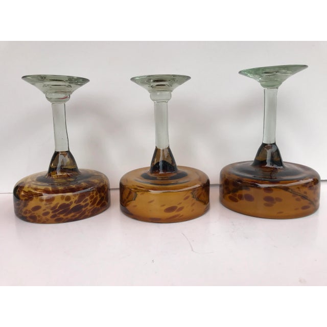 Glass Vintage Tortoise Hand-Blown Glass Compotes- Set of 3 For Sale - Image 7 of 13
