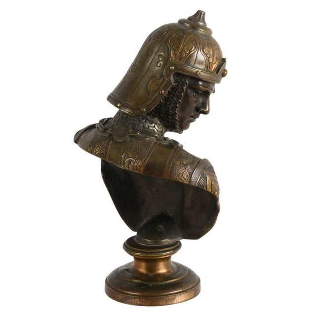 Gothic French Bronze Medieval Crusader Bust After Émile Guillemin For Sale - Image 3 of 9