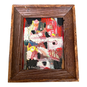 Contemporary Original Abstract Miniature Painting by Stephen Heigh “Saturday Afternoon”