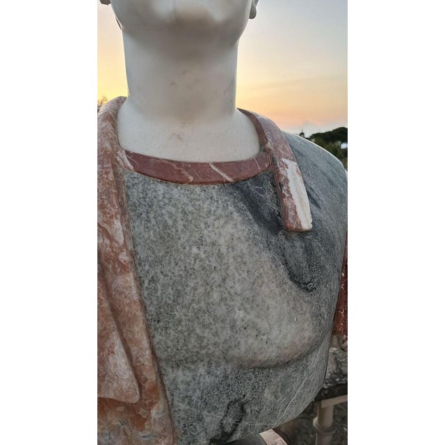 1950s Huge Bust of Roman Emperor, 1950, Marble For Sale - Image 5 of 11