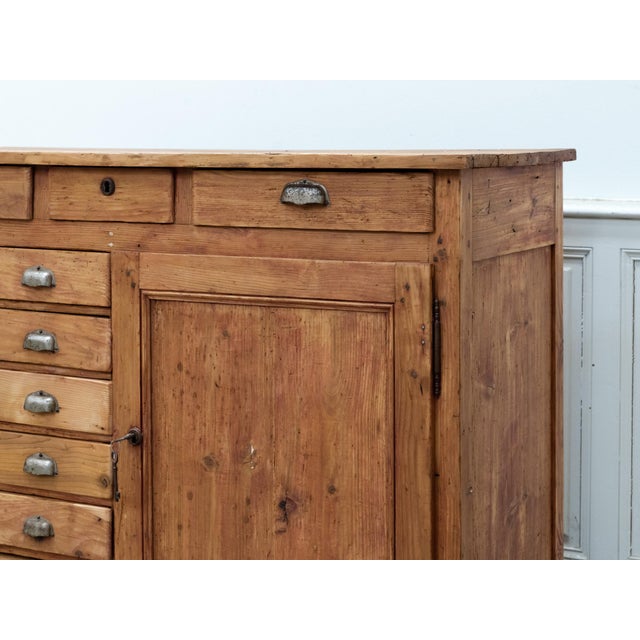 Brown Antique Fir Wood Workshop Cabinet, 1930s For Sale - Image 8 of 18