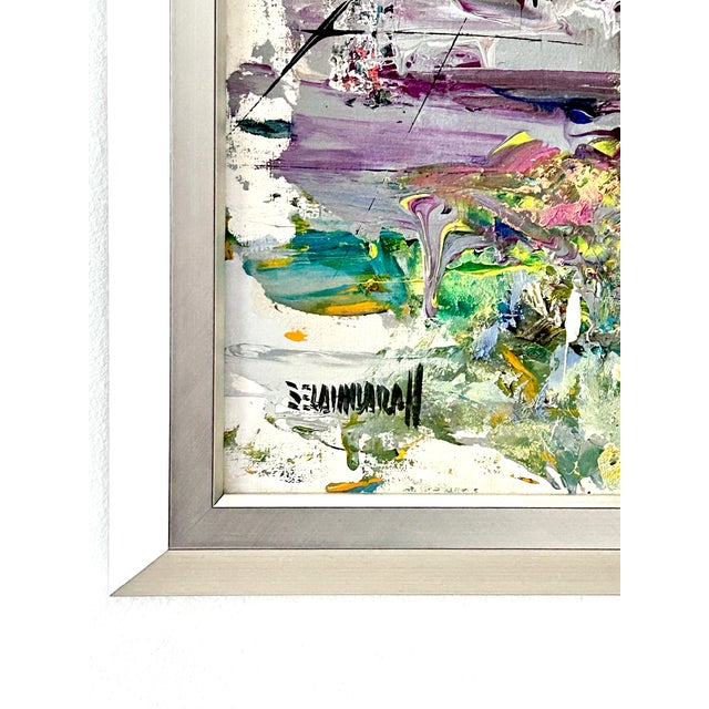 Mid-Century Modern Large Mid 20th Century León Belaunzarán "El Mercado" Oil Painting in Custom Aluminum Frame For Sale - Image 3 of 7