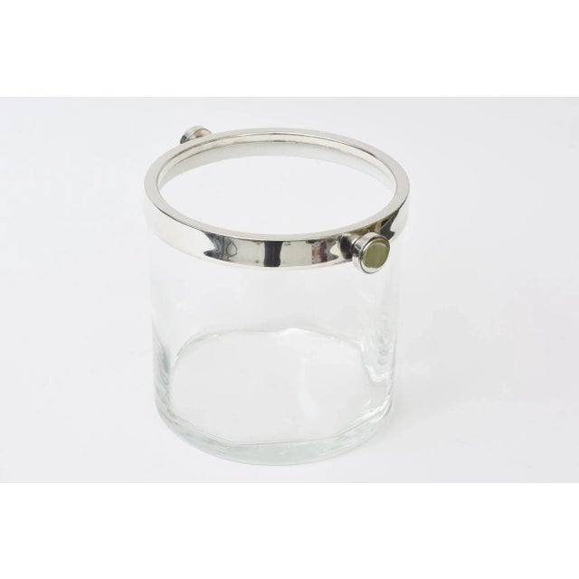 Contemporary Brazilian Crystal Glass and Silver-Plate Ice Bucket by Riva 1990's For Sale - Image 3 of 10