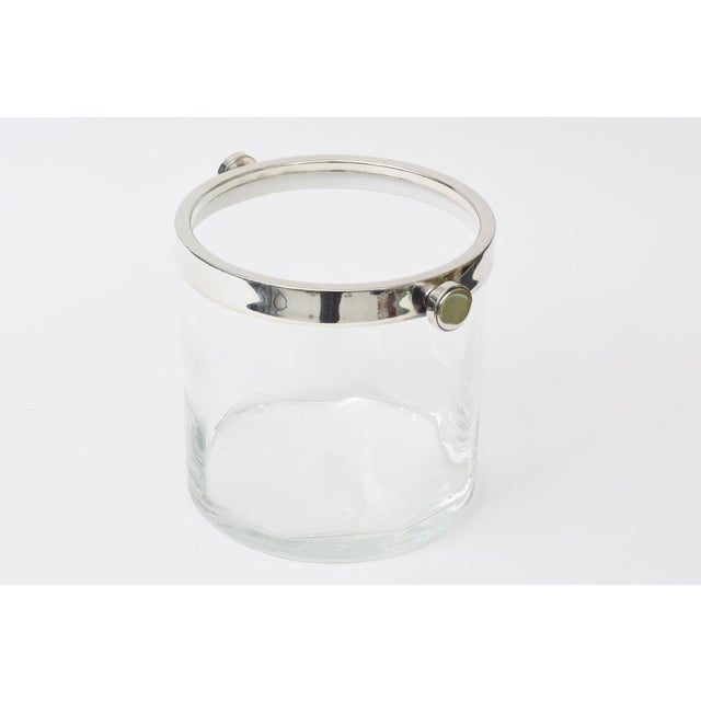 Contemporary Brazilian Crystal Glass and Silver-Plate Ice Bucket by Riva 90's For Sale - Image 3 of 10