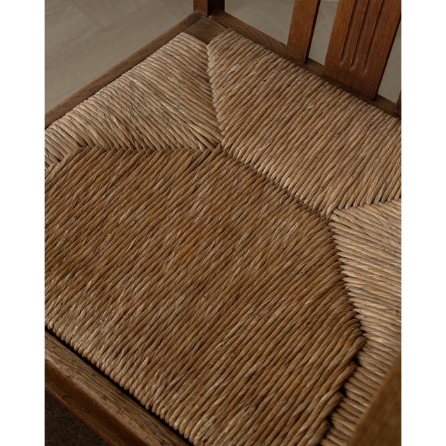 Dutch Art Deco Oak and Rush Armchair, 1920s For Sale - Image 14 of 17